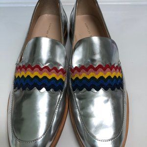 Women’s Silver Loeffler Randall Rainbow Flat Shoes Size 8 B
